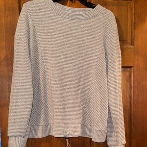Simply Vera Vera Wang Heather Gray Striped Crew Neck Sweater